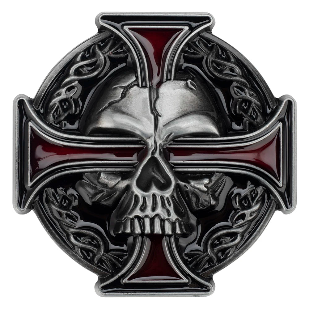 Cross and Skull Belt Buckle