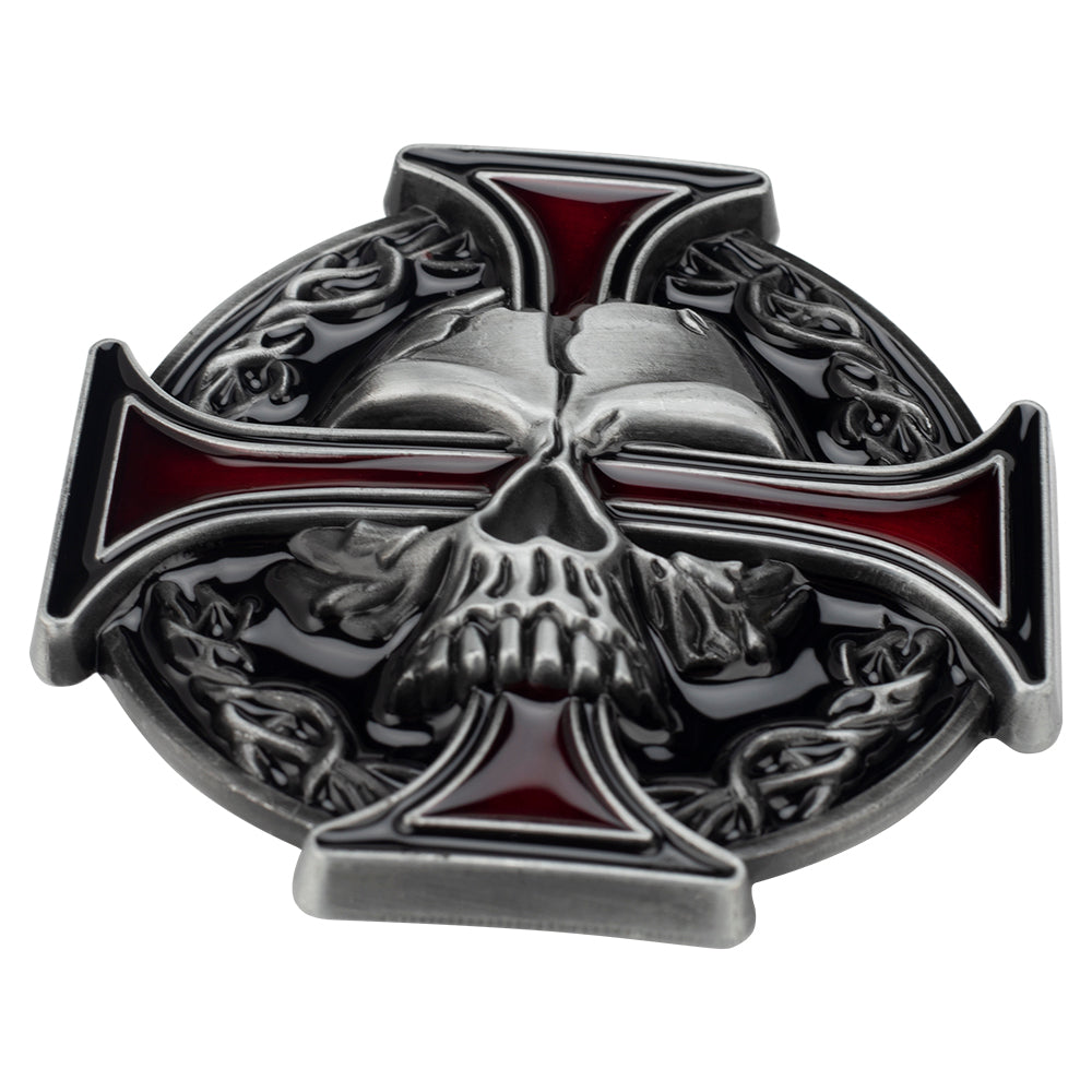 Cross and Skull Belt Buckle