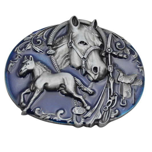 Blue Ridge Horse & Saddle Belt Buckle