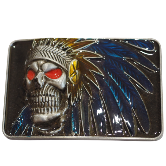 Indian Chief Skull Belt Buckle