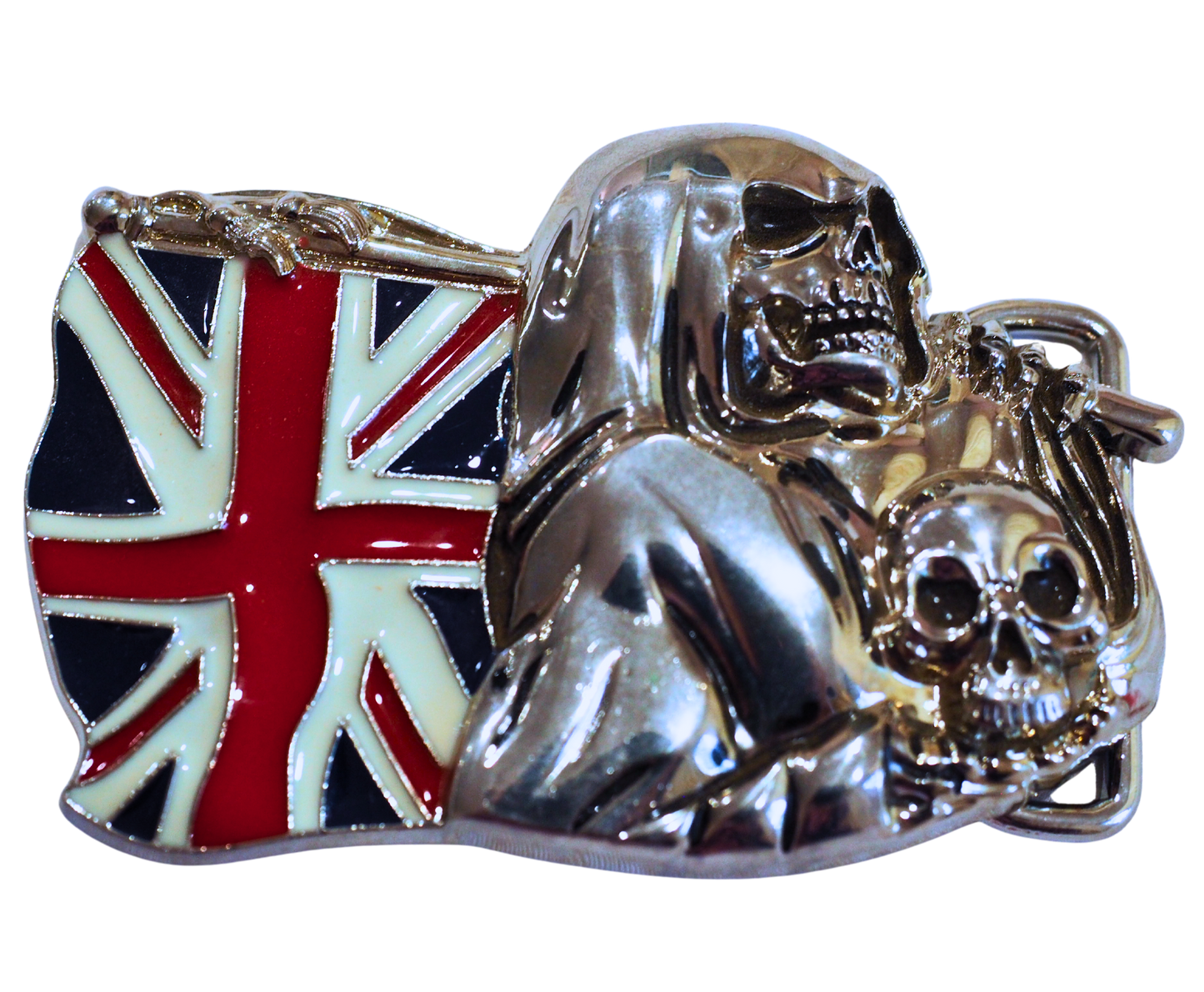 Skeleton Union Jack Flag Belt Buckle