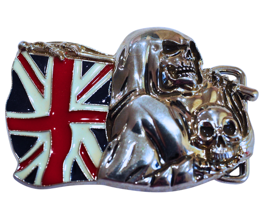 Skeleton Union Jack Flag Belt Buckle