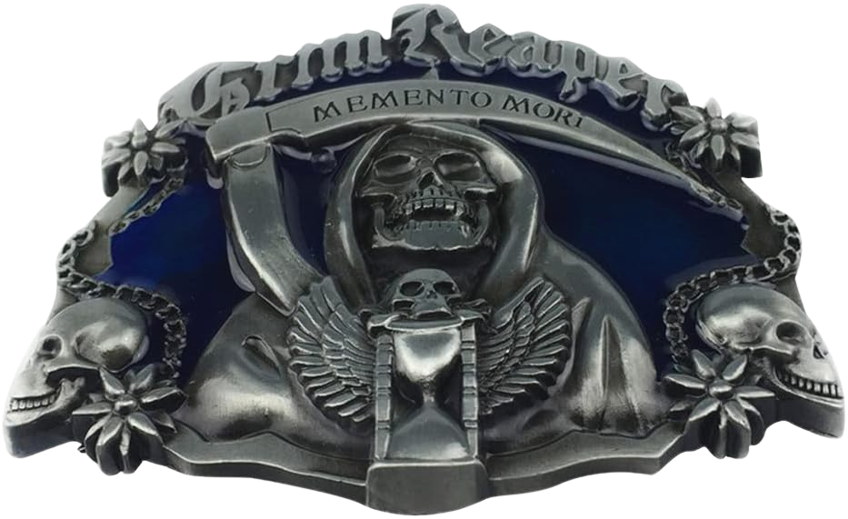 Blue Grim Reaper Belt Buckle