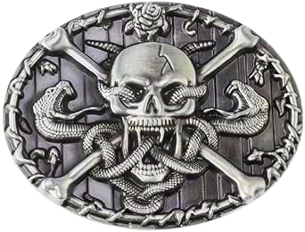 Skull and Snakes Belt Buckle