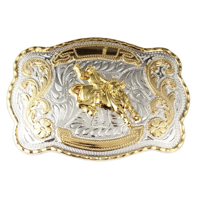 Golden Bull Rider Shine Large Western Belt Buckle