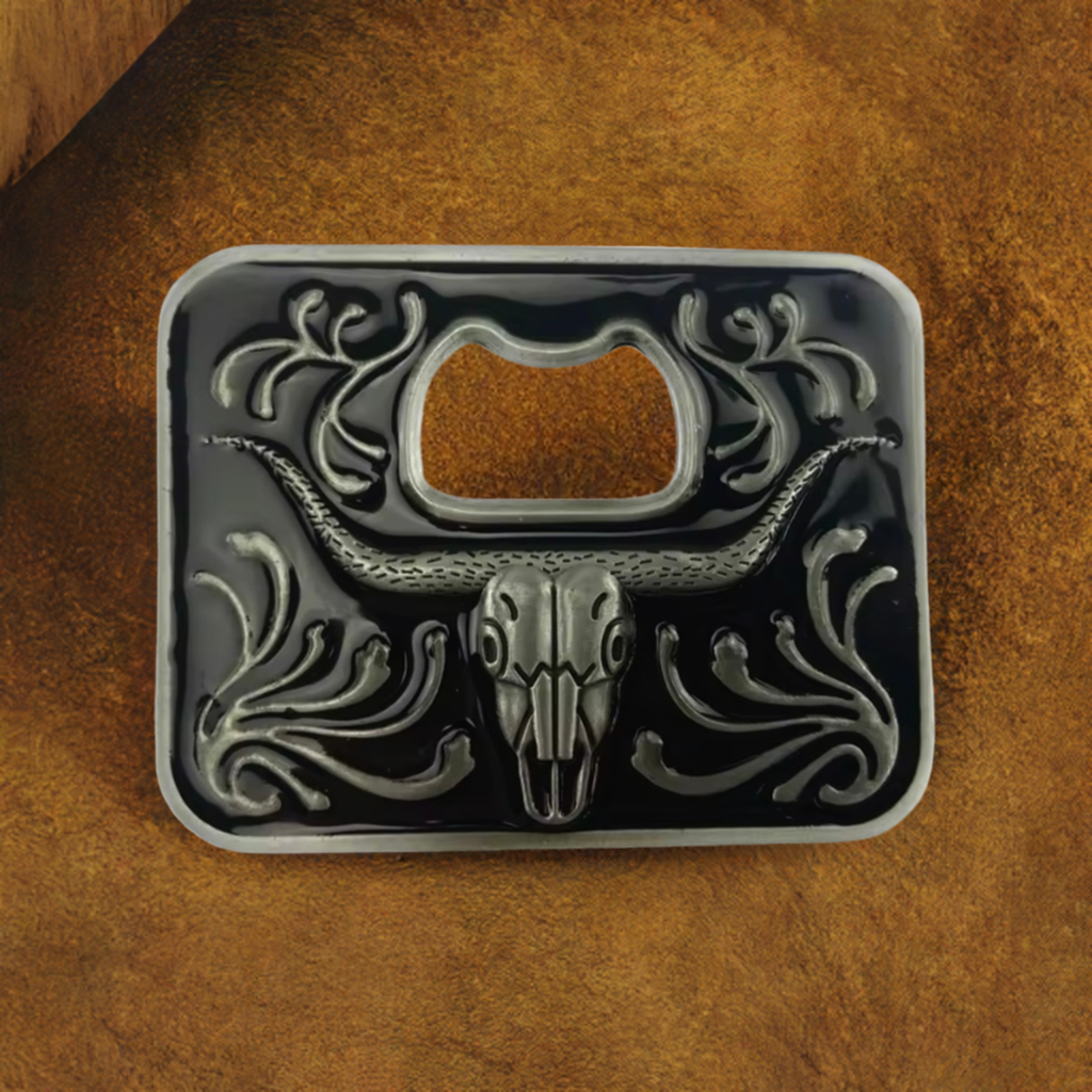 Long Horn Belt Buckle Bottle Opener