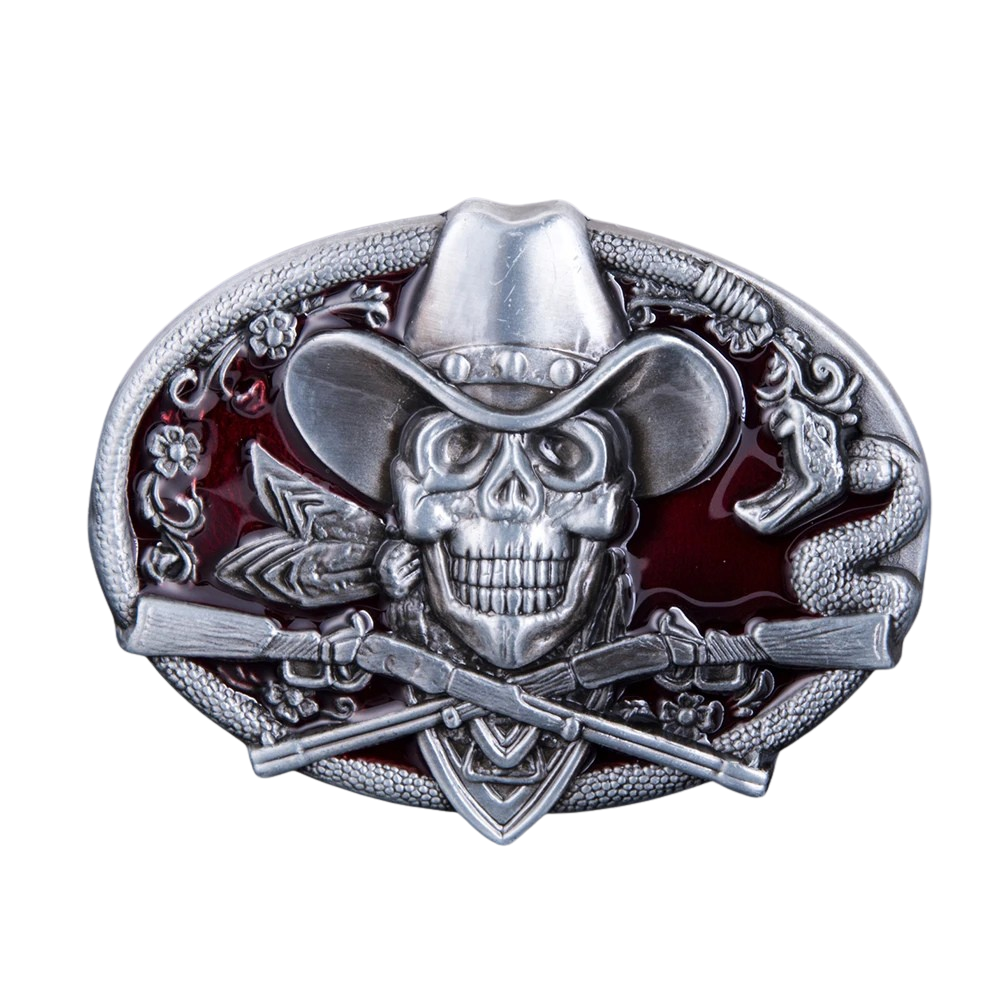 Western Skull Cowboy Belt Buckle