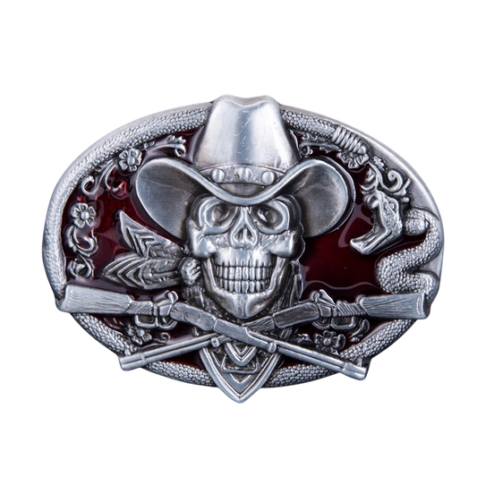 Western Skull Cowboy Belt Buckle