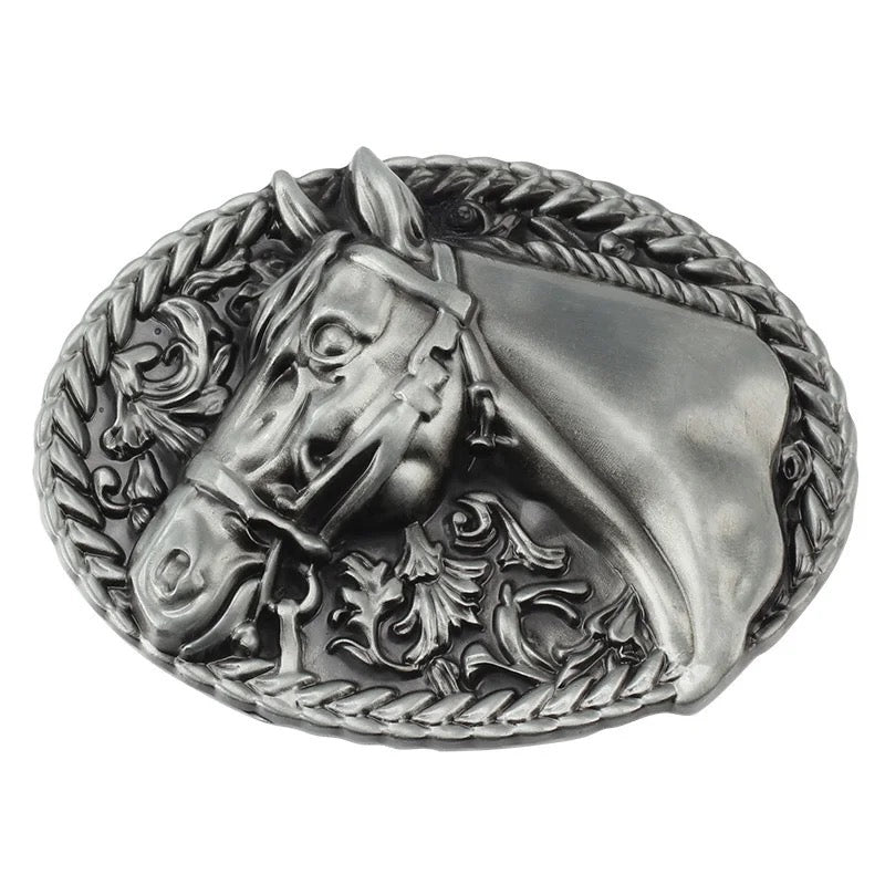 Carved Horse Western Belt Buckle