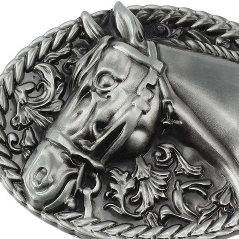 Carved Horse Western Belt Buckle