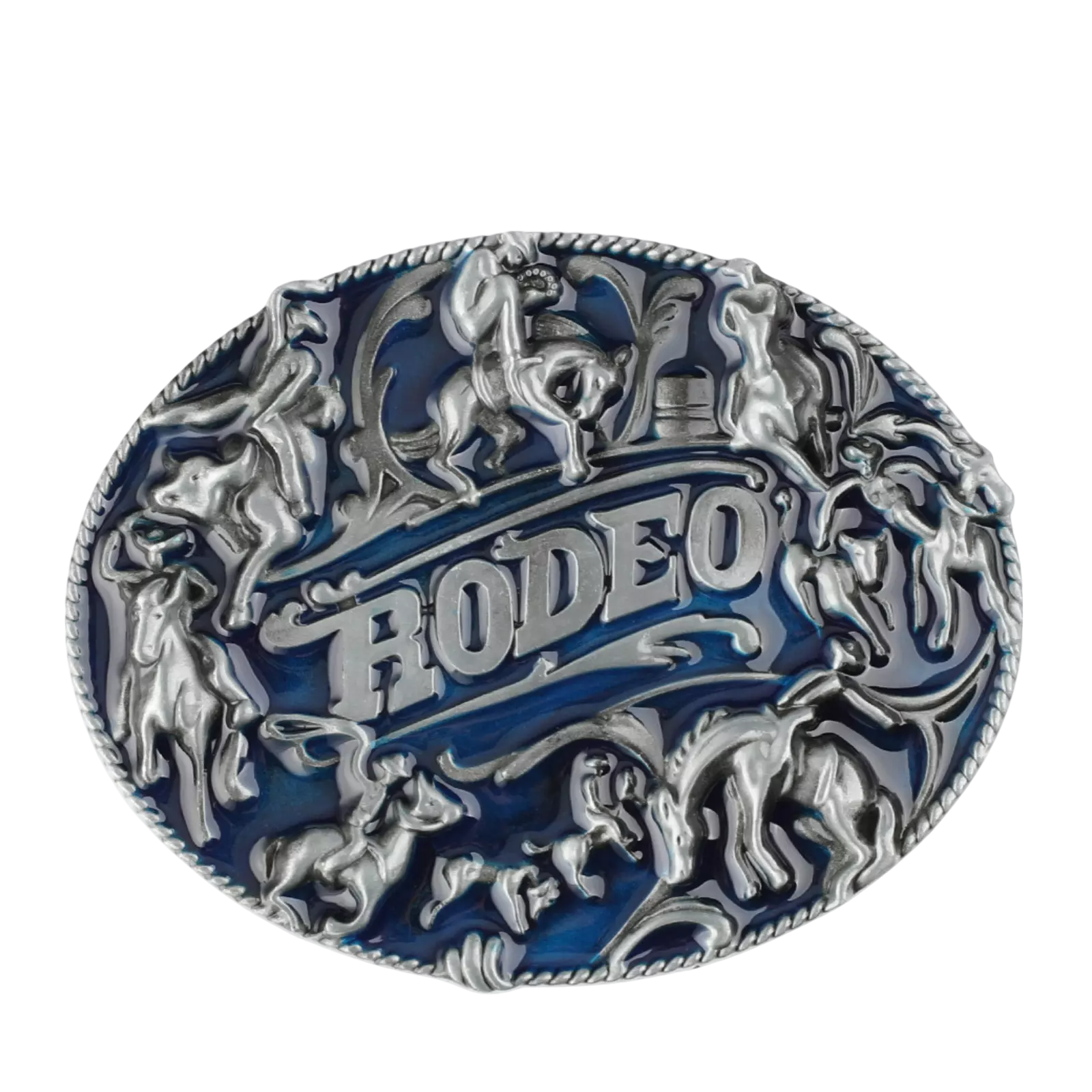 Rodeo Blue Silver Belt Buckle - Belt Buckle Warehouse Australia