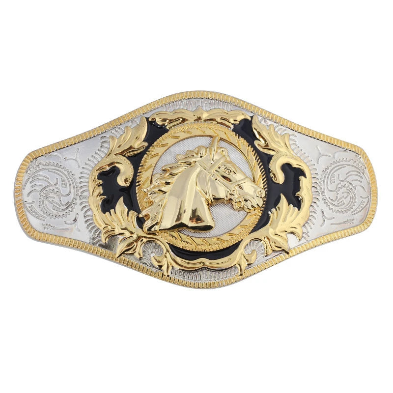 Golden Shine 3D Horse Belt Buckle