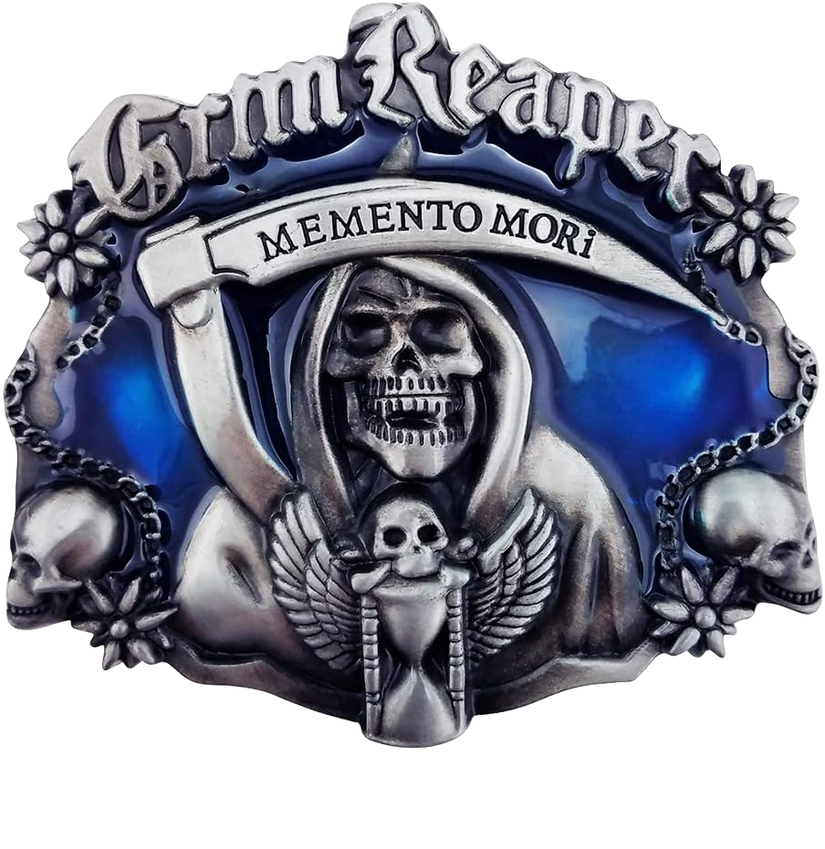 Blue Grim Reaper Belt Buckle