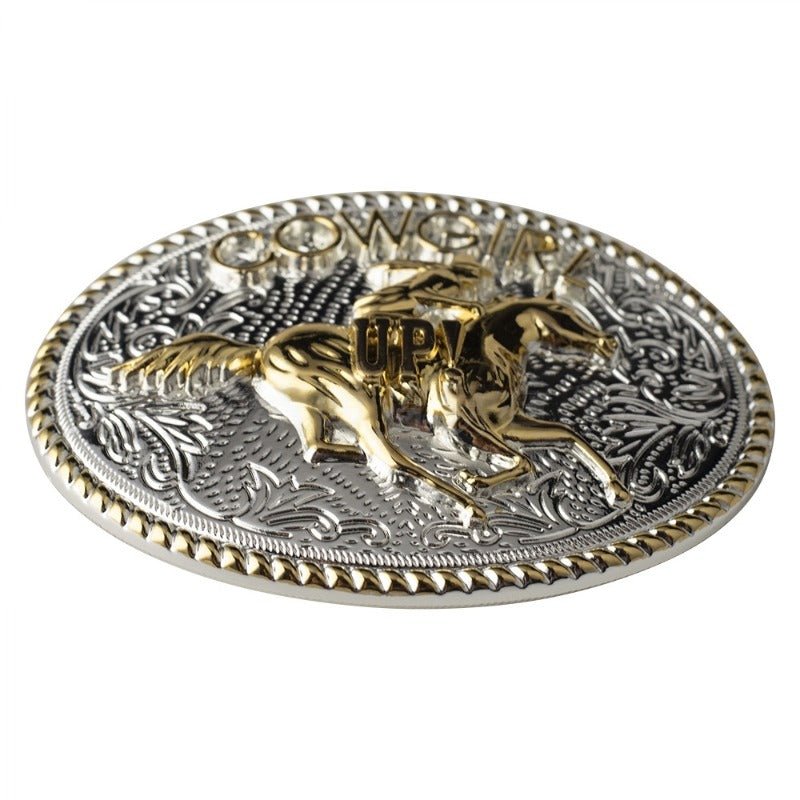 Cowgirl Up Western Belt Buckle – Gold & Silver Finish