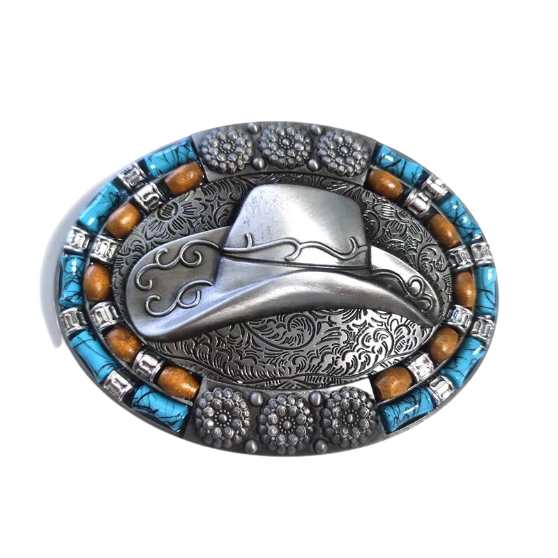 Vintage Bohemian Style Silver Color Cowboy Hat Belt Buckle