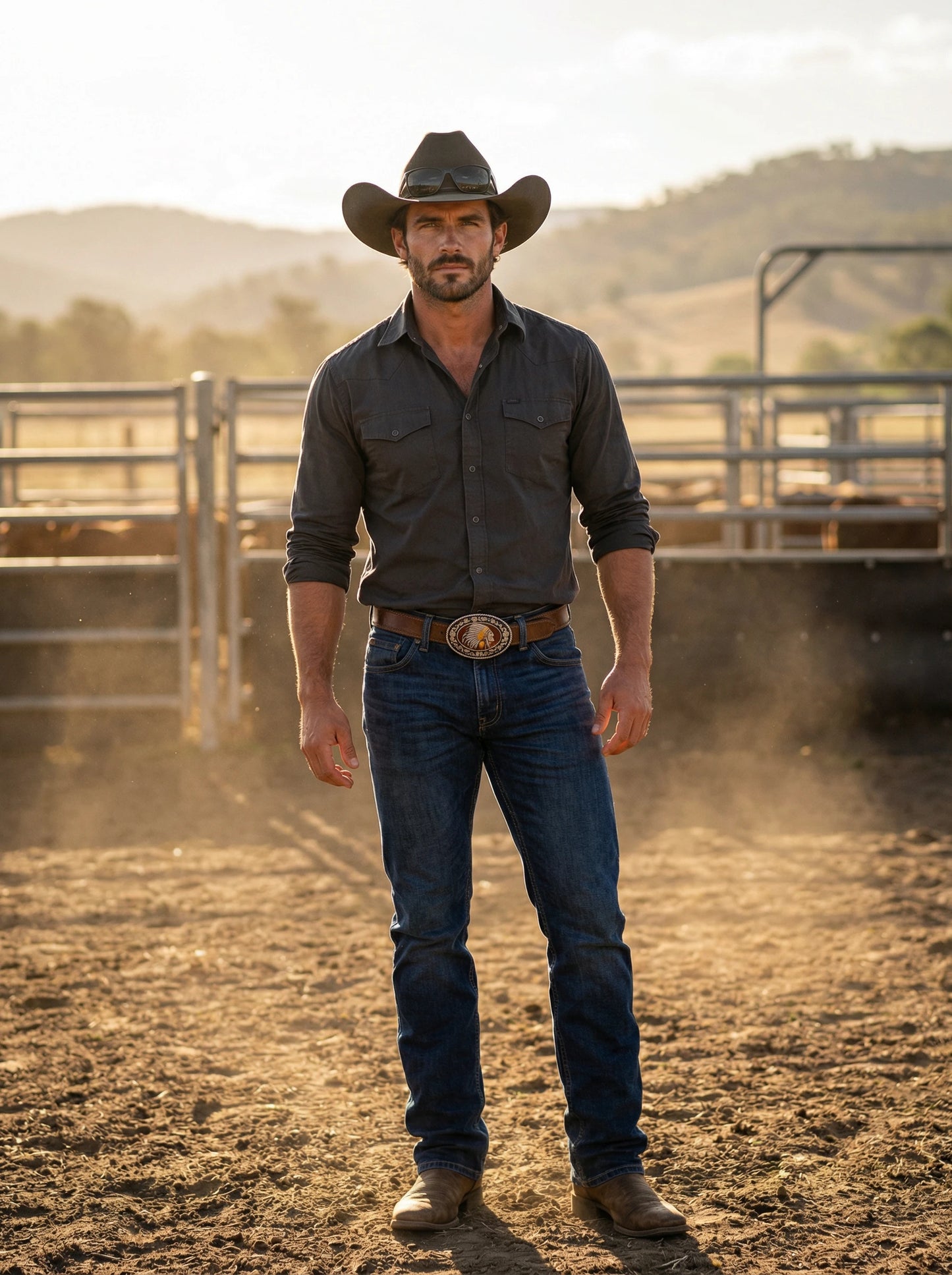 Western Chief Oval Belt Buckle – Silver, Black & Gold