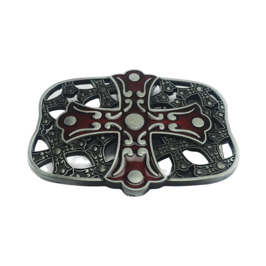 Red Enameled Cross Belt Buckle