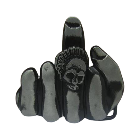 Funky Finger Indian Skull Belt Buckle