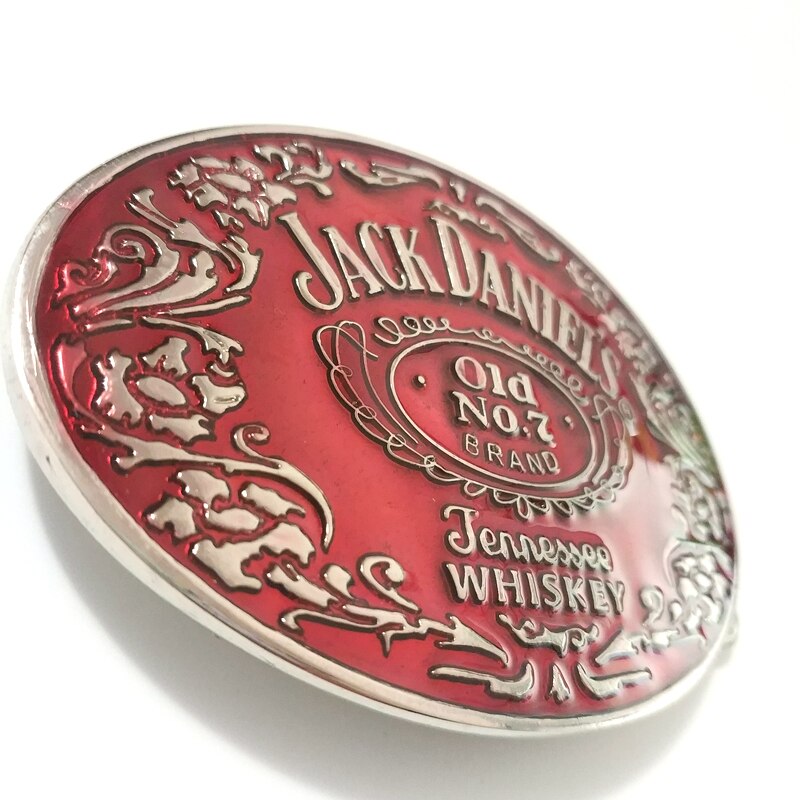 Jack Daniel's Whiskey Metal Belt Buckle - Red