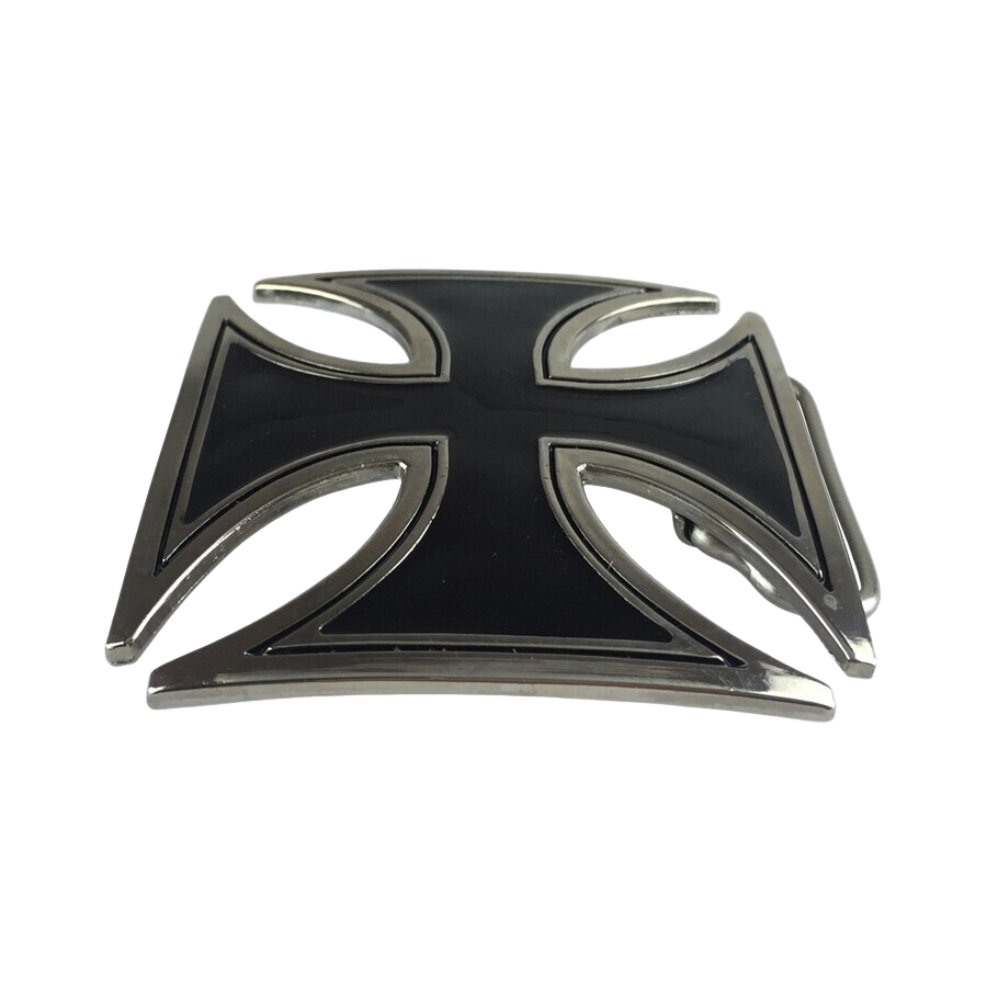 Black Chopper Cross Belt Buckle with Pewter Finish