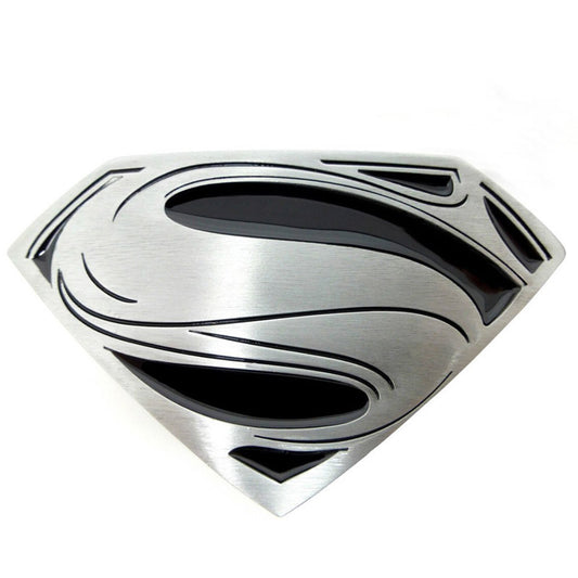 Superman Style Fashion Belt Buckle in Black and Silver Colours