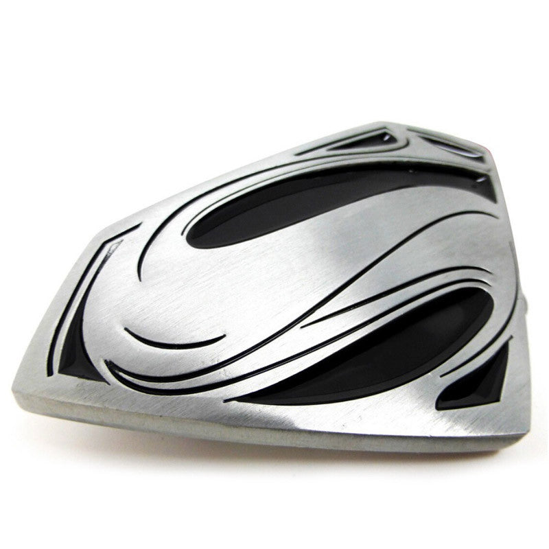 Superman Style Fashion Belt Buckle in Black and Silver Colours