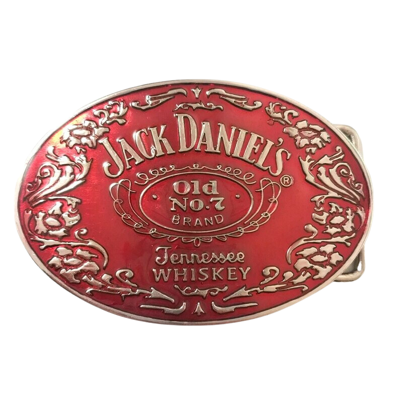 Jack Daniel's Whiskey Metal Belt Buckle - Red