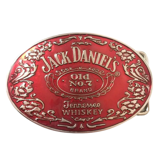 Jack Daniel's Whiskey Metal Belt Buckle - Red