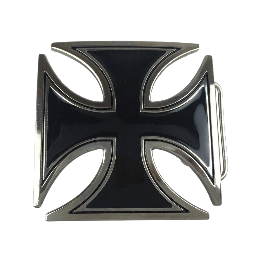 Black Chopper Cross Belt Buckle with Pewter Finish