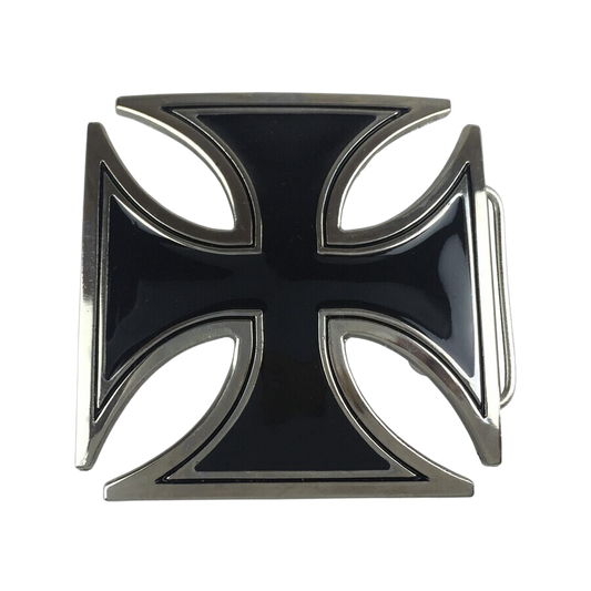 Black Chopper Cross Belt Buckle with Pewter Finish