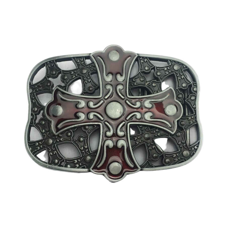 Red Enameled Cross Belt Buckle