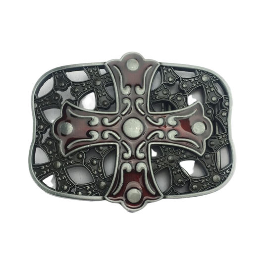 Red Enameled Cross Belt Buckle